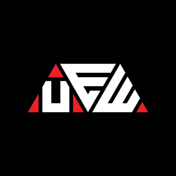 Vector diseño del logotipo de la uew con letras triangulares con forma de triángulo diseño del logotipo del triángulo del uew monograma plantilla del logotipo vectorial triangular de uew con color rojo logotipo triangular uew sencillo elegante y lujoso logotipo uew