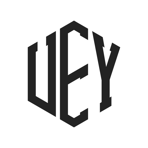 Diseño del logotipo UEY Letra inicial UEY Monograma Logotipo con forma de hexágono