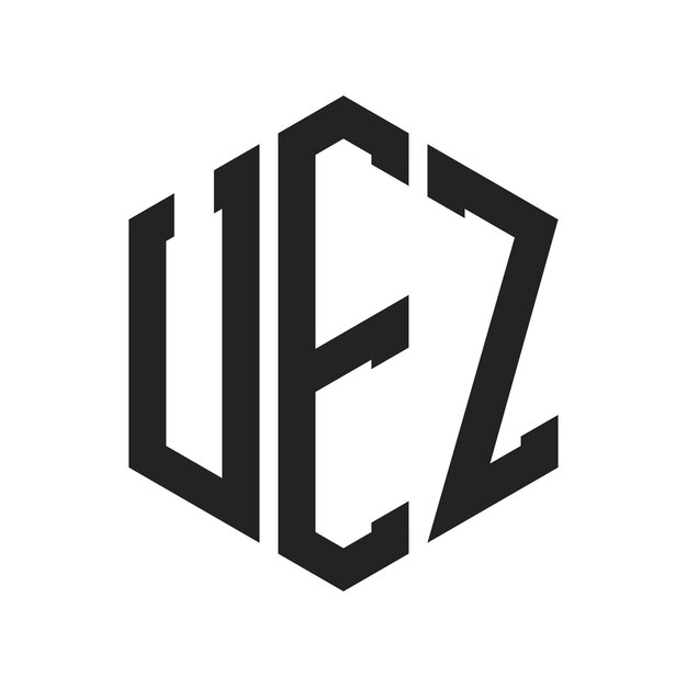 Diseño del logotipo UEZ Letra inicial UEZ Monograma Logotipo con forma de hexágono