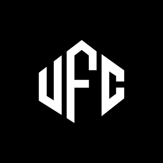 El diseño del logotipo de UFC con letras con forma de polígono, polígono y cubo, diseño del logotipio de UFC hexágono, plantilla del logotipo vectorial, colores blanco y negro, monograma de UFC, logotipo de negocios y bienes raíces.