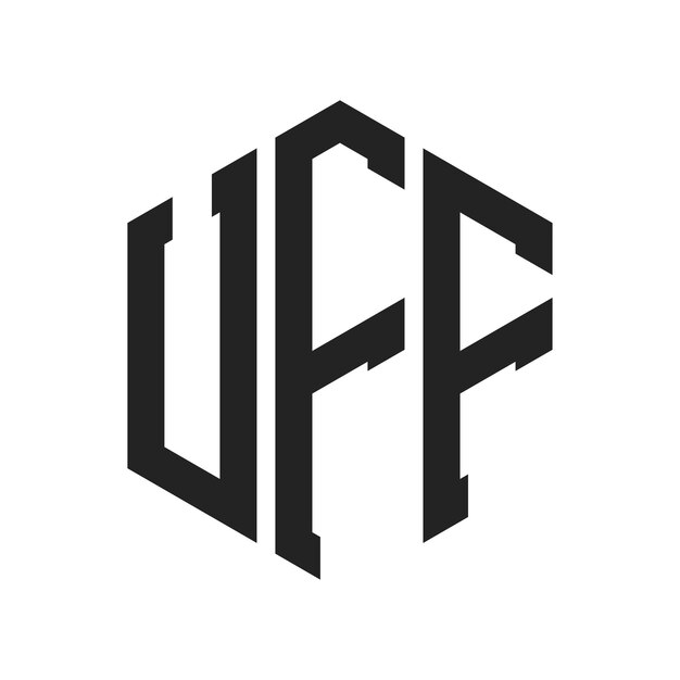 Diseño del logotipo UFF Letra inicial UFF Monograma Logotipo con forma de hexágono