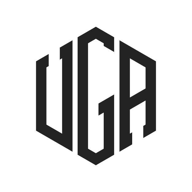Diseño del logotipo de UGA Letra inicial UGA Monograma Logotipo con forma de hexágono