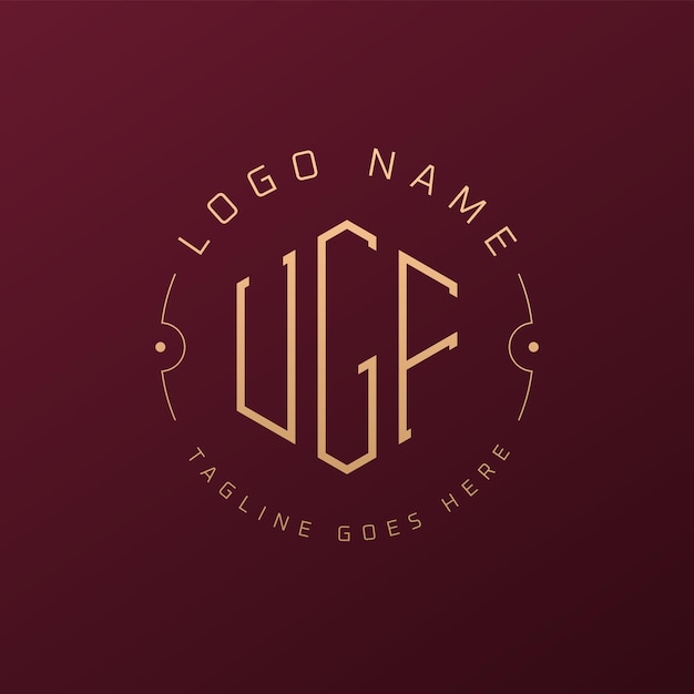 Diseño de logotipo de UGF de lujo Letra elegante Logotipo de monograma de UGF Poligono minimalista Estampa de diseño de logotipo UGF