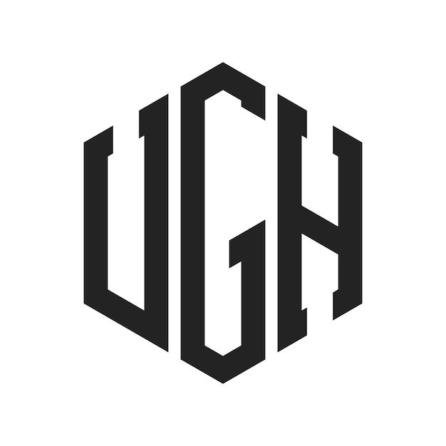 Diseño del logotipo UGH Letra inicial UGH Monograma Logotipo con forma de hexágono
