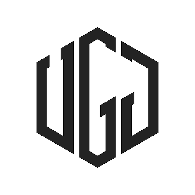 Diseño del logotipo UGJ Letra inicial UGJ Monograma Logotipo con forma de hexágono