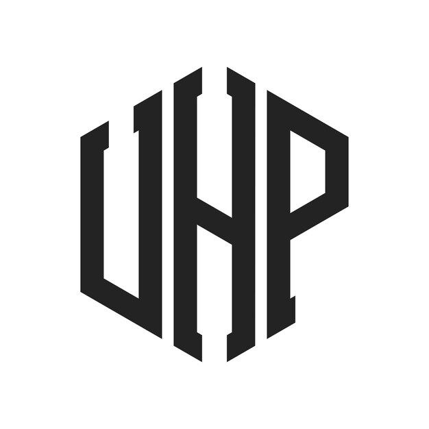 Diseño del logotipo UHP Letra inicial UHP Monograma Logotipo con forma de hexágono