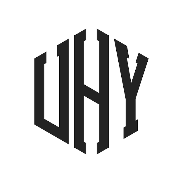 Diseño del logotipo UHY Letra inicial UHY Monograma Logotipo con forma de hexágono