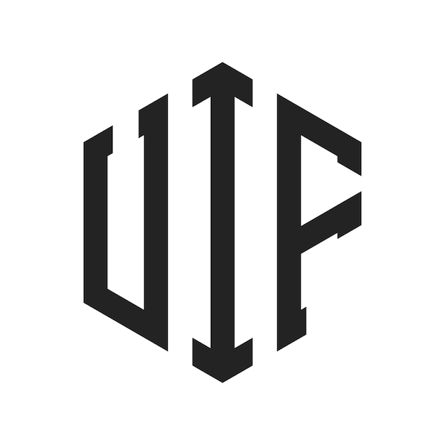 Diseño del logotipo de la UIF Letra inicial Logotipo del monograma UIF con forma de hexágono