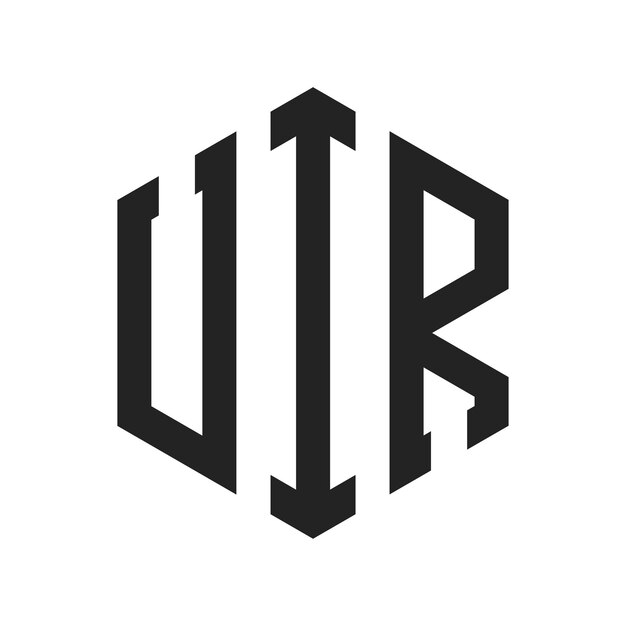 Diseño del logotipo de la UIR Letra inicial Monograma de la URI Logotipo con forma de hexágono