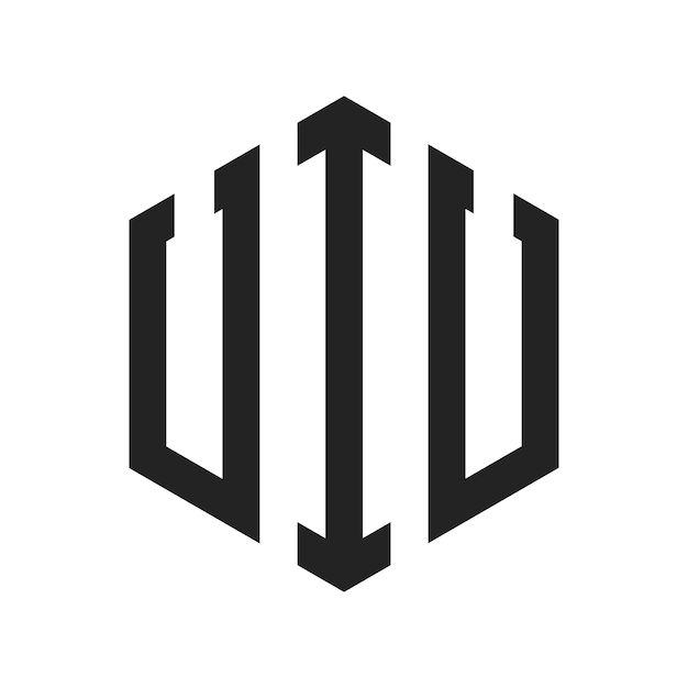 Diseño del logotipo de UIU Letra inicial Logotipo del monograma de UIU con forma de hexágono