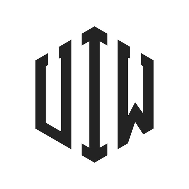 Diseño del logotipo de UIW Letra inicial Logotipo del monograma de UIW con forma de hexágono