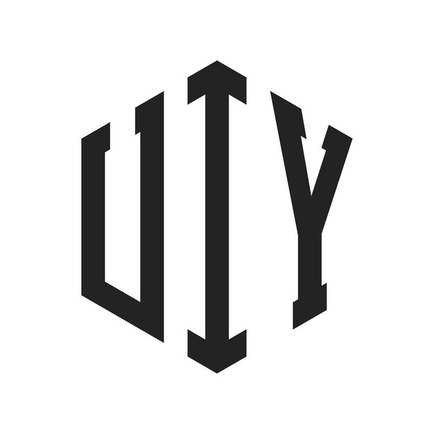 Diseño del logotipo de UIY Letra inicial Logotipo del monograma de UIY utilizando la forma de hexágono
