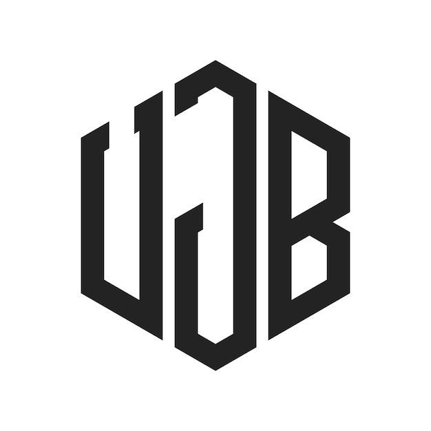 Diseño del logotipo UJB Letra inicial UJB Monograma Logotipo con forma de hexágono
