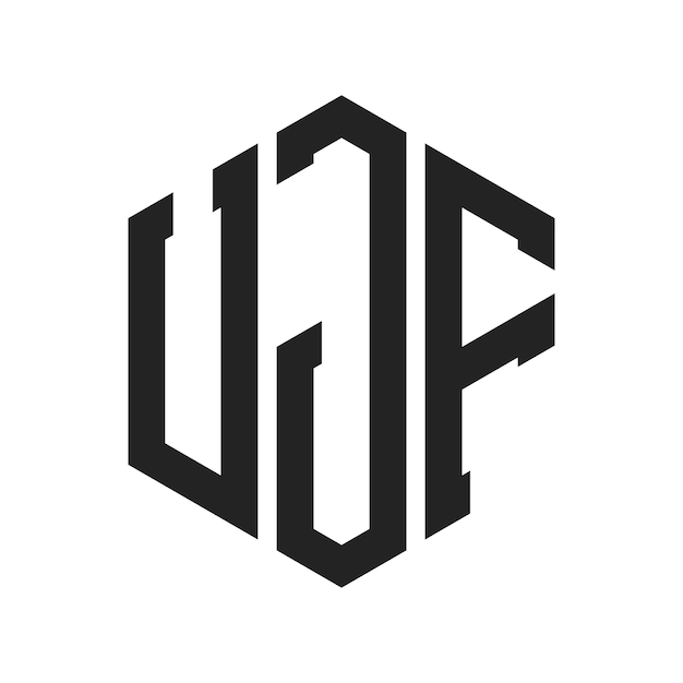 Diseño del logotipo UJF Letra inicial UJF Monograma Logotipo con forma de hexágono