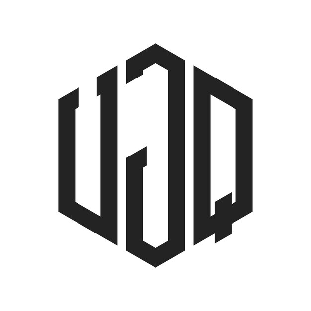 Diseño del logotipo UJQ Letra inicial UJQ Monograma Logotipo con forma de hexágono