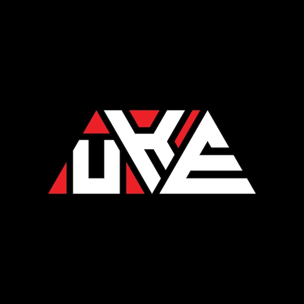 Vector el diseño del logotipo de uke triángulo con forma de triángulo, el diseño del monograma del logotipo del triángulo uke vector, la plantilla del logotipo con color rojo, el logotipo triangular simple, elegante y lujoso uke.