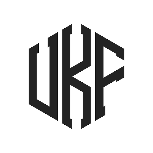 Diseño del logotipo UKF Letra inicial UKF Monograma Logotipo con forma de hexágono