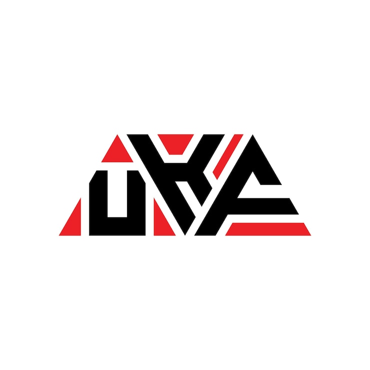Vector el diseño del logotipo de ukf triángulo con forma de triángulo ukf diseño de logotipo triángulo de ukf monograma ukf modelo de logotipo vectorial triangular con color rojo ukf logotipo triangular simple elegante y lujoso logotipo ukf