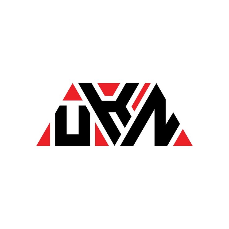 Vector el diseño del logotipo de ukn triángulo con forma de triángulo ukn diseño de logotipo triángulo monograma ukn modelo de logotipo vectorial triángulo de ukn con color rojo logotipo triangular ukn sencillo elegante y lujoso logotipo ukn