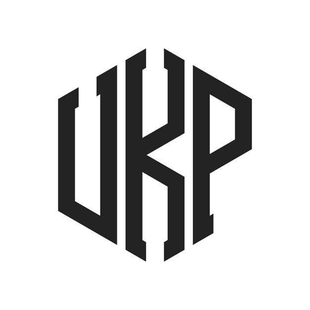 Diseño del logotipo UKP Letra inicial UKP Monograma Logotipo con forma de hexágono