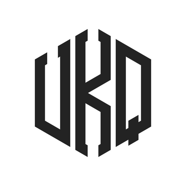 Diseño del logotipo UKQ Letra inicial UKQ Monograma Logotipo con forma de hexágono