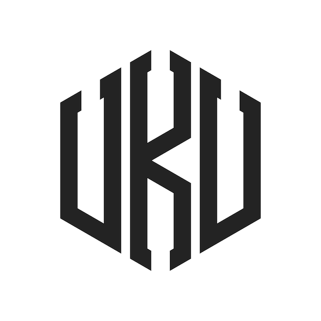 Diseño del logotipo de UKU Letra inicial Monograma de UKU Logotipo con forma de hexágono