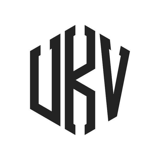 Diseño del logotipo UKV Letra inicial UKV Monograma Logotipo con forma de hexágono