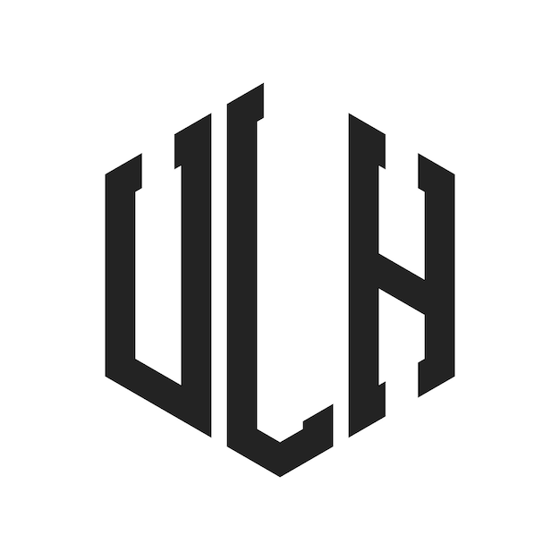 Diseño del logotipo ULH Letra inicial ULH Monograma Logotipo con forma de hexágono
