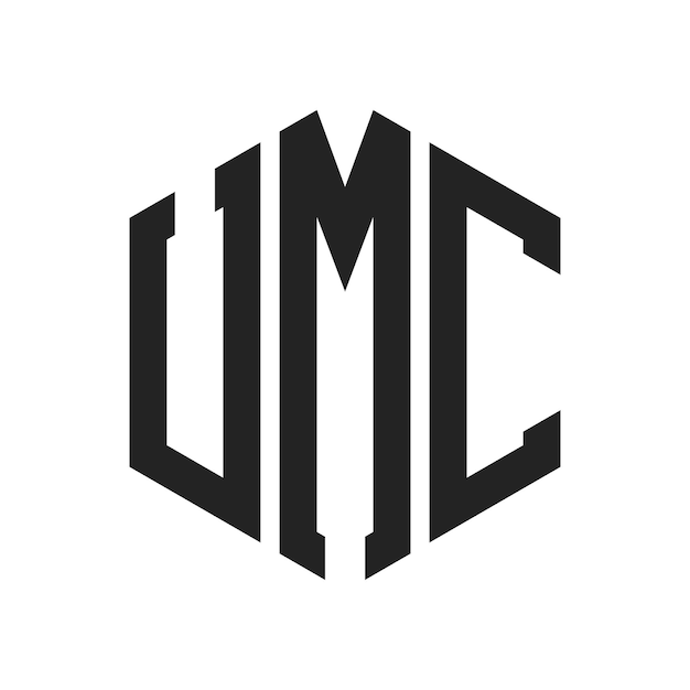 Diseño del logotipo de UMC Letra inicial Logotipo del monograma de UMC con forma de hexágono