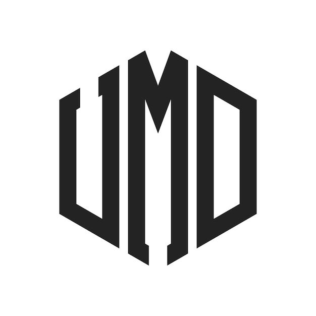 Diseño del logotipo de UMD Letra inicial Logotipo del monograma de UMD con forma de hexágono