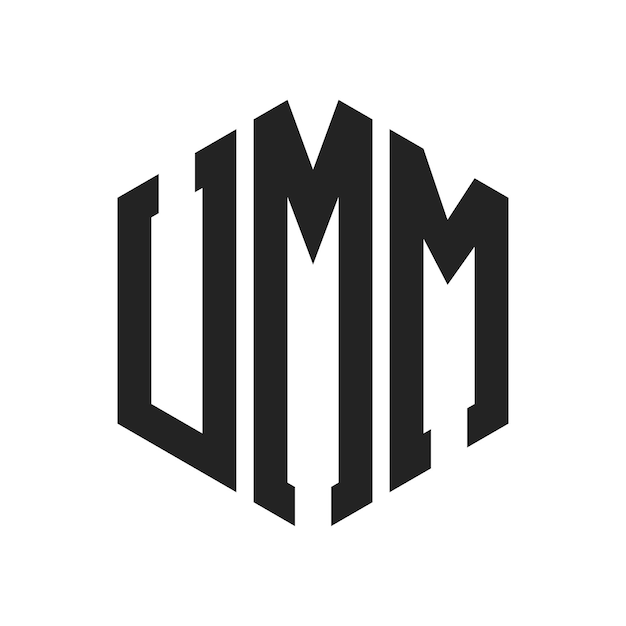 Diseño del logotipo de UMM Letra inicial Logotipo del monograma de UMM con forma de hexágono