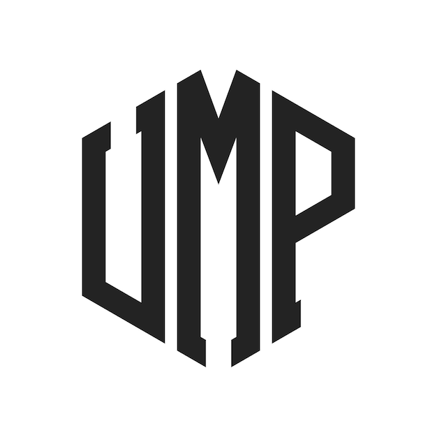 Diseño del logotipo de UMP Letra inicial UMP Monograma Logotipo con forma de hexágono