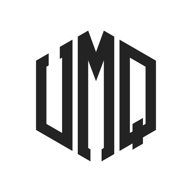 Diseño del logotipo de UMQ Letra inicial Logotipo del monograma de UMQ con forma de hexágono