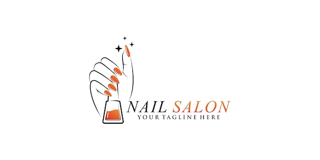 Diseño de logotipo de uñas de belleza para manicura y pedicura con concepto creativo Vector Premium