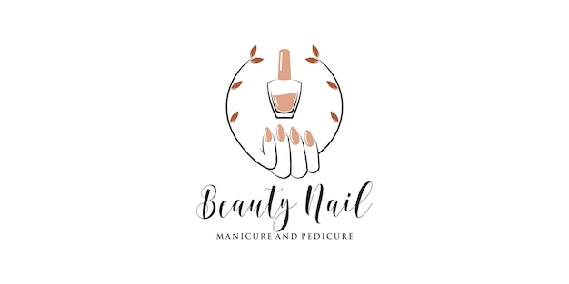 Diseño de logotipo de uñas de belleza para manicura y pedicura con concepto creativo Vector Premium
