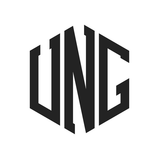 Diseño del logotipo de UNG Letra inicial Monograma de UNG Logotipo con forma de hexágono