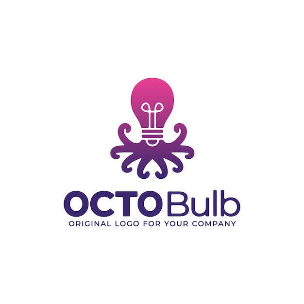 Vector diseño de logotipo único con el concepto de combinar pulpo y luces.