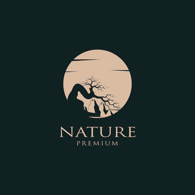 Diseño de logotipo único de ilustración de naturaleza