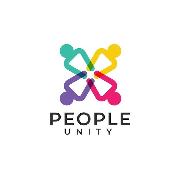 Diseño de logotipo de unidad de trabajo en equipo Logotipo de unidad de comunidad de personas Ilustración de icono de familia humana juntos