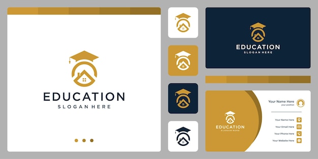 Diseño de logotipo de universidad, posgrado, campus, educación. y logotipos de casas. tarjeta de visita