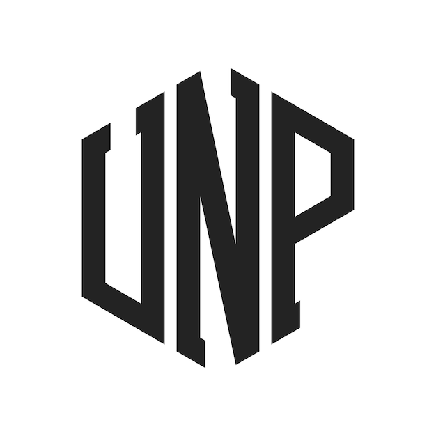 Diseño del logotipo de UNP Letra inicial Monograma de UNP Logotipo con forma de hexágono