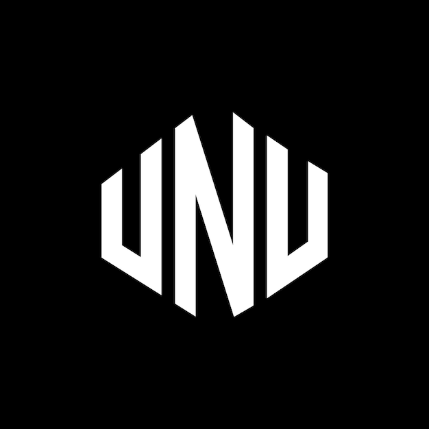 Vector diseño del logotipo de la unu con letras en forma de polígono, polígono y cubo, diseño del logotipo en forma de hexágono, plantilla del logotipo vectorial, colores blanco y negro, monograma de la onu, logotipo de negocios y bienes raíces.