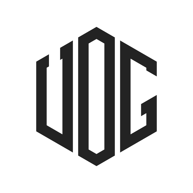 Diseño del logotipo UOG Letra inicial UOG Monograma Logotipo con forma de hexágono