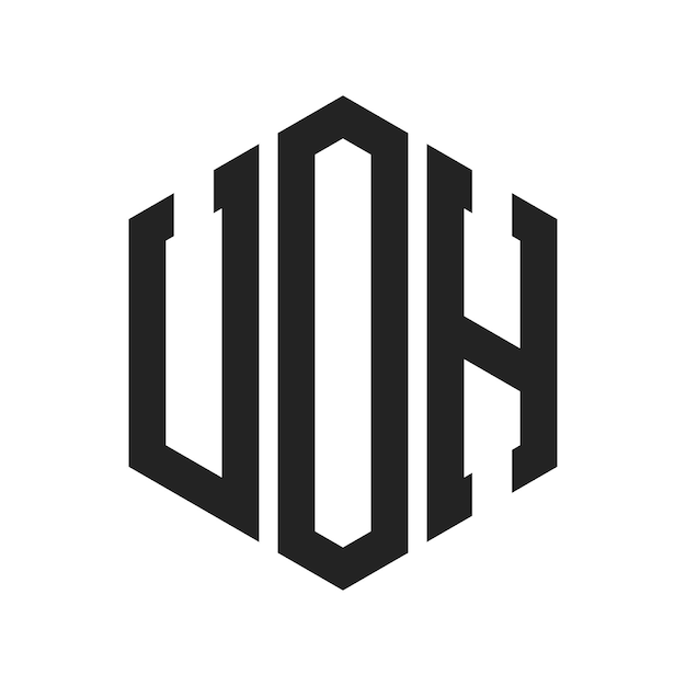 Diseño del logotipo UOH Letra inicial UOH Monograma Logotipo con forma de hexágono