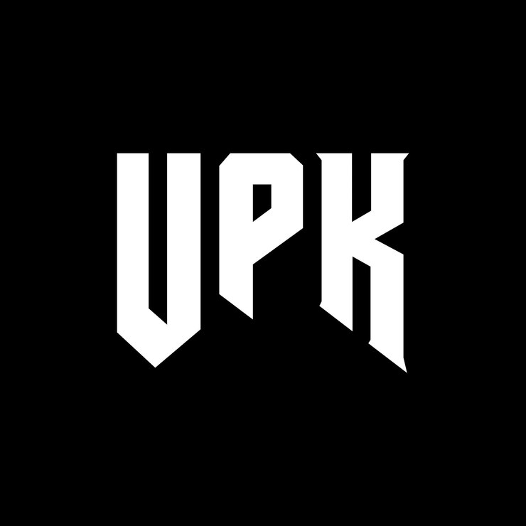 Vector el diseño del logotipo de upk es una combinación de colores en blanco y negro, el logotipo upk es un vector upk, el icono upk es el alfabeto upk.