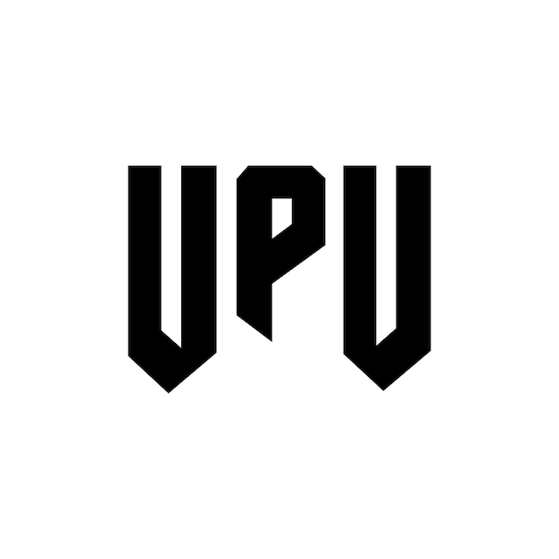 El diseño del logotipo de la UPU para una empresa de tecnología: combinación de colores blanco y negro, diseño de logotipo de UPU, diseño de icono de UPU y diseño de tipografía de UPU.