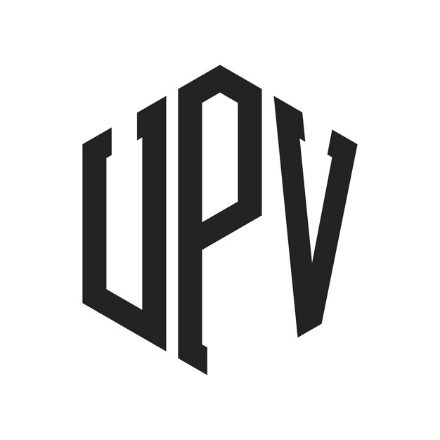 Diseño del logotipo de UPV Letra inicial Monograma de UPV Logotipo con forma de hexágono