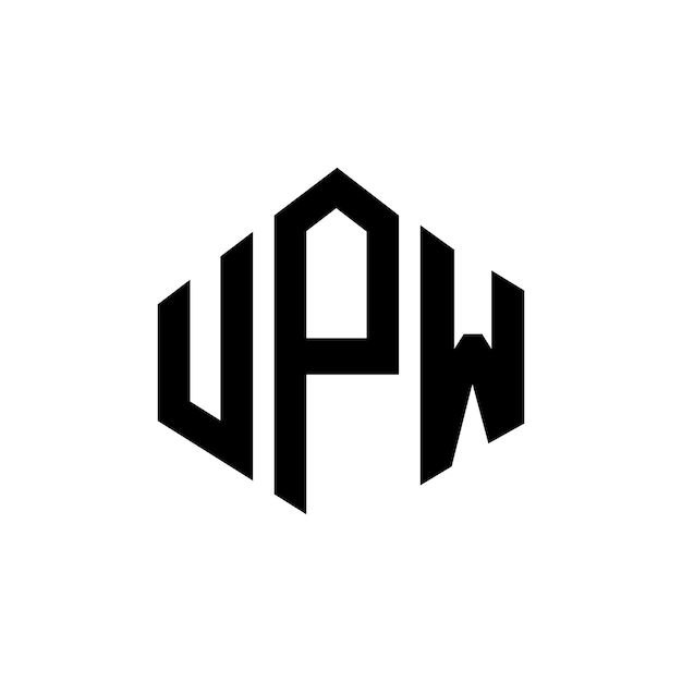 El diseño del logotipo de UPW con letras en forma de polígono UPW polígono y forma de cubo diseño de logotipo UPW hexágono plantilla de logotipo vectorial colores blanco y negro UPW monograma de negocios y logotipo de bienes raíces