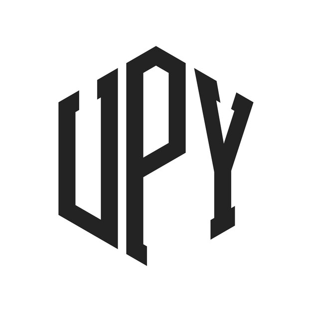 Diseño del logotipo UPY Letra inicial UPY Monograma Logotipo con forma de hexágono