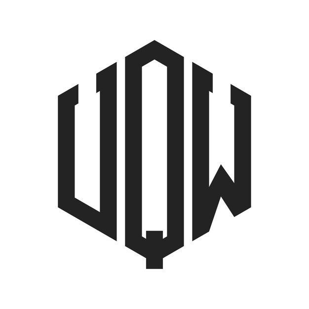 Diseño del logotipo UQW Letra inicial UQW Monograma Logotipo con forma de hexágono